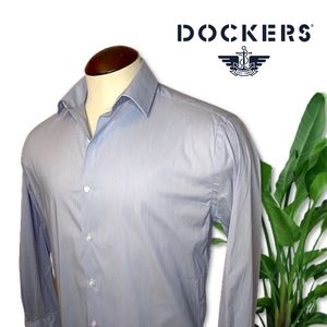 Dockers Blue Button-down Stretch Dress Shirt Men's Medium